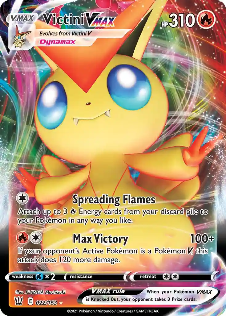 100 pokemon vmax cards SWSH05: Battle Styles Victini Holofoil / Heavily Played Weakness / Resistance / Retreat Cost Charizard VMAX - Champion's Path
