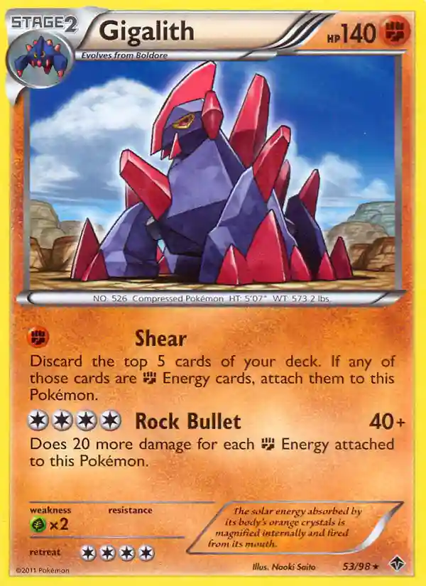Gigalith-Holo Prerelease (53) 2011 Pokemon Black & White Emerging Powers