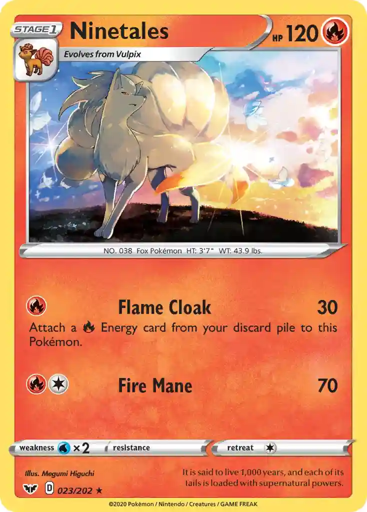 Ninetales-Reverse Foil (023) 2020 Pokemon Sword & Shield
