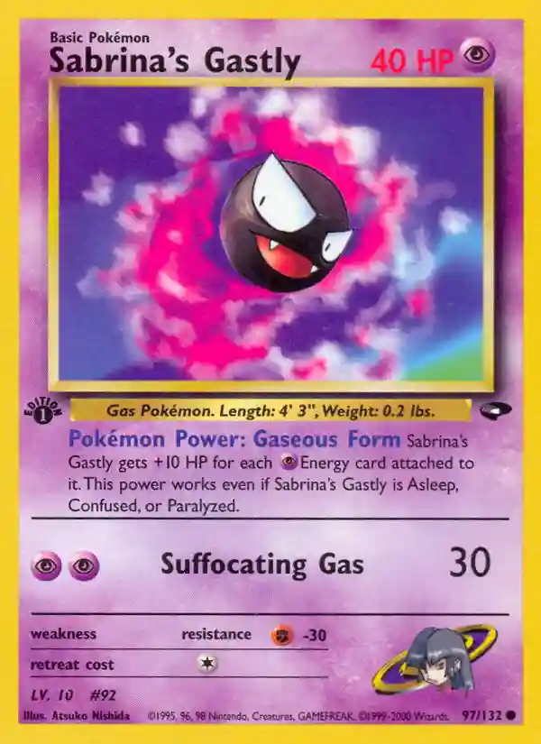 Sabrina's Gastly 1st Edition (97) 2000 Pokemon Gym Challenge