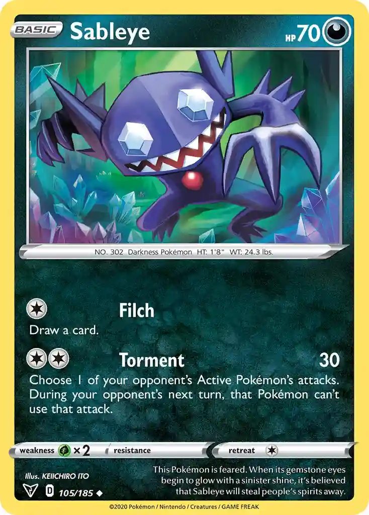 Sableye-Reverse Foil (105) 2020 Pokemon Sword & Shield Vivid Voltage