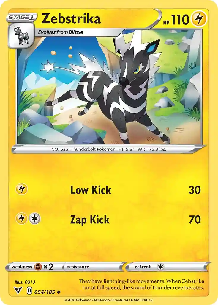 Zebstrika-Reverse Foil (054) 2020 Pokemon Sword & Shield Vivid Voltage