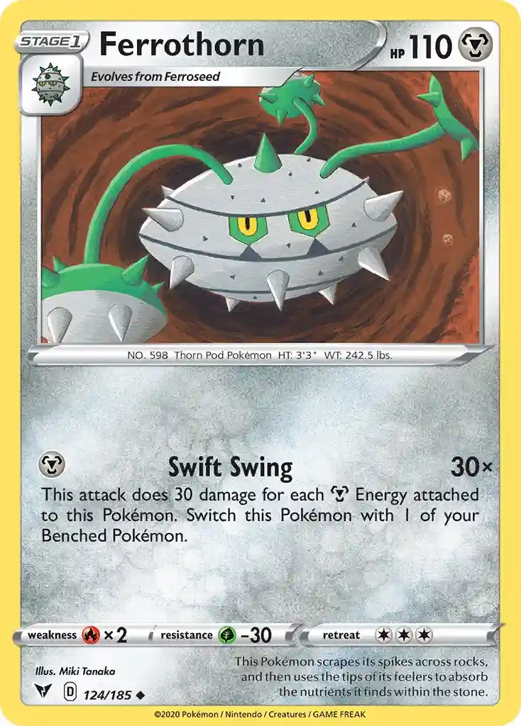 Ferrothorn-Reverse Foil (124) 2020 Pokemon Sword & Shield Vivid Voltage