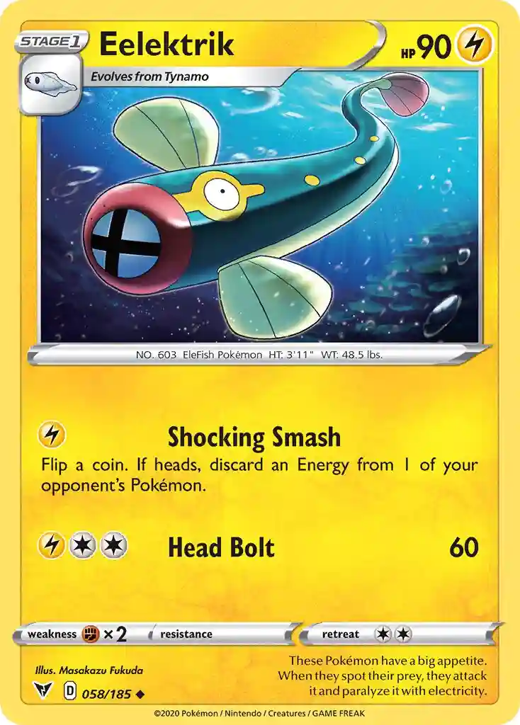 Eelektrik-Reverse Foil (058) 2020 Pokemon Sword & Shield Vivid Voltage