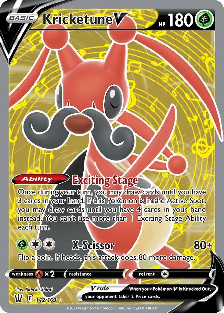 Full Art/Kricketune V (142) 2021 Pokemon Sword & Shield Battle Styles