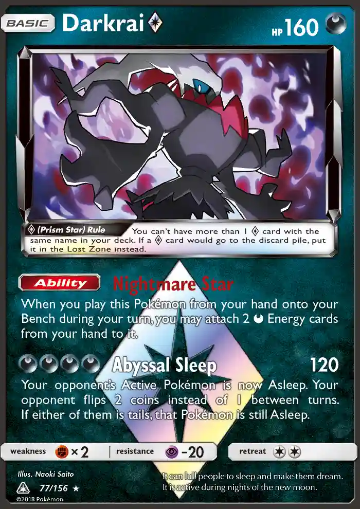 darkrai pokemon card holographic Diamond & Pearl Holo Rare Promo [1D] Nightmare (30) Attack 2 Darkrai Prism - 77/156 -