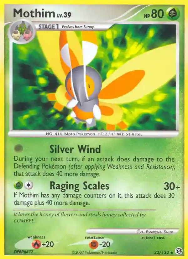 Mothim-Reverse Foil (33) 2007 Pokemon Diamond & Pearl Secret Wonders