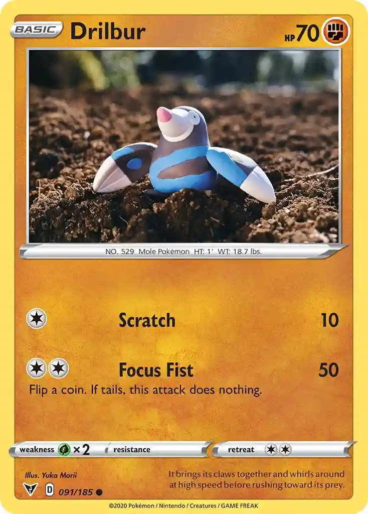Drilbur-Reverse Foil (091) 2020 Pokemon Sword & Shield Vivid Voltage