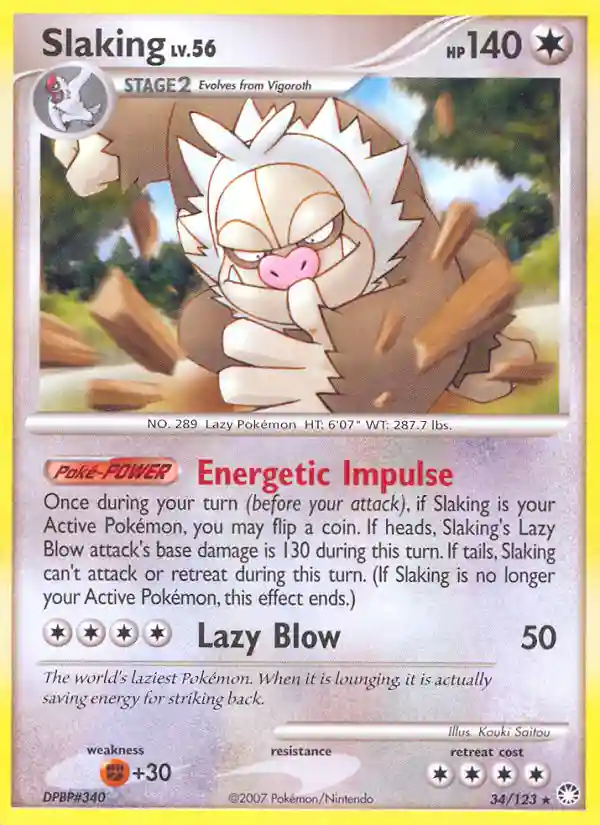 Slaking-Reverse Foil (34) 2007 Pokemon Diamond & Pearl Mysterious Treasures