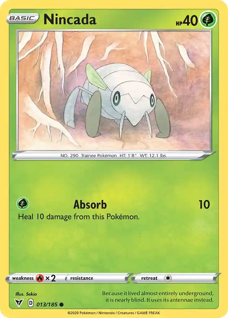 Nincada-Reverse Foil (013) 2020 Pokemon Sword & Shield Vivid Voltage