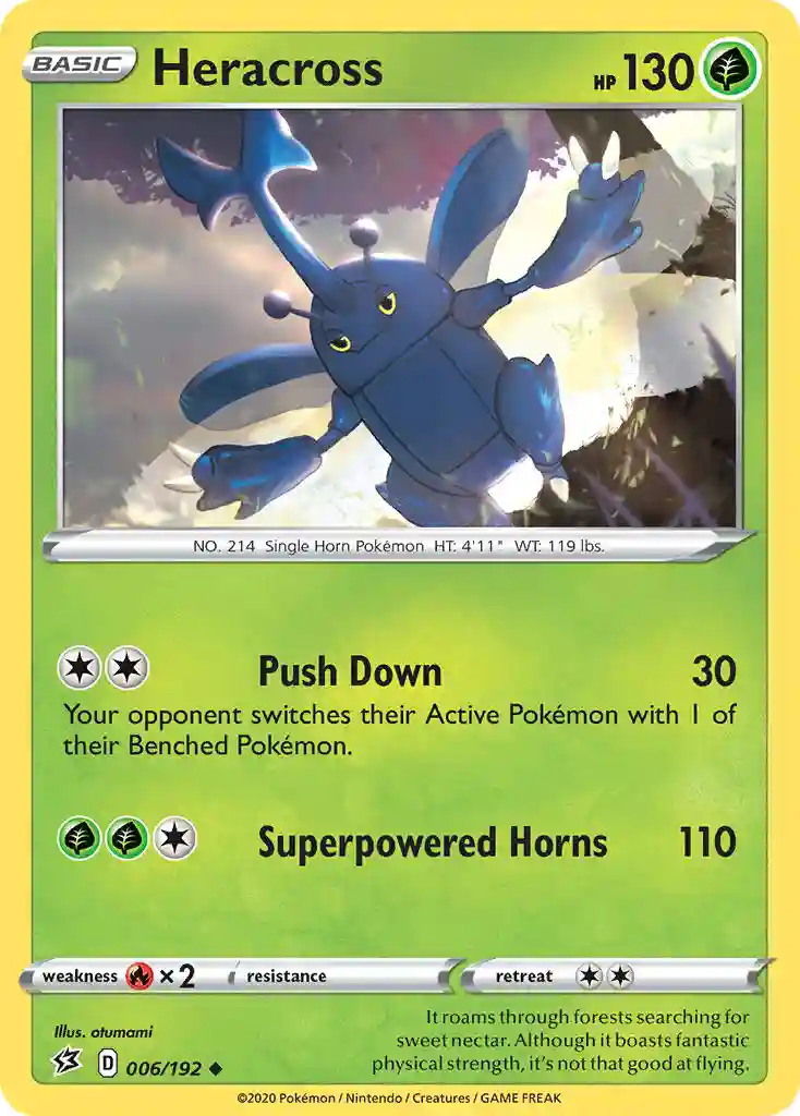 Heracross-Reverse Foil (006) 2020 Pokemon Sword & Shield Rebel Clash