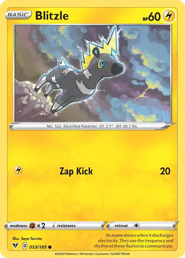 Blitzle-Reverse Foil (053) 2020 Pokemon Sword & Shield Vivid Voltage