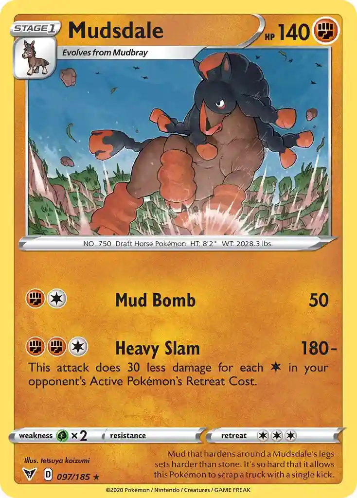 Mudsdale-Reverse Foil (097) 2020 Pokemon Sword & Shield Vivid Voltage