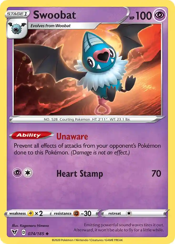 Swoobat-Reverse Foil (074) 2020 Pokemon Sword & Shield Vivid Voltage