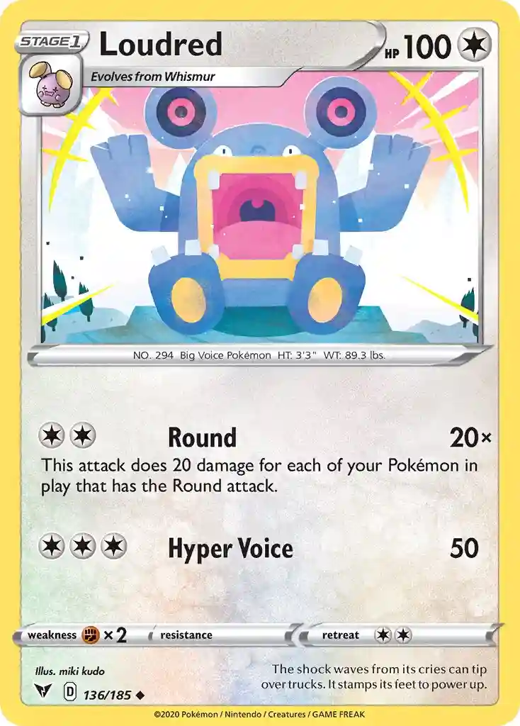 Loudred-Reverse Foil (136) 2020 Pokemon Sword & Shield Vivid Voltage