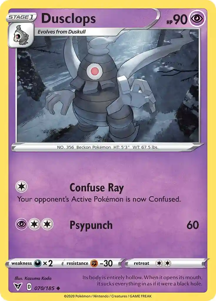 Dusclops-Reverse Foil (070) 2020 Pokemon Sword & Shield Vivid Voltage