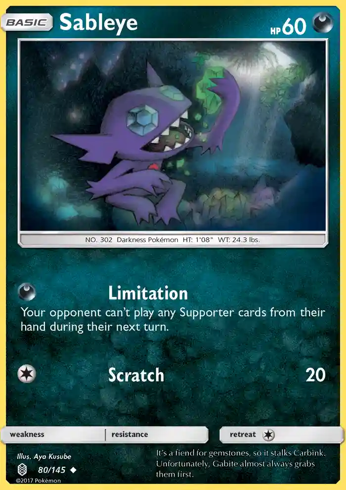 Sableye-Reverse Foil (80) 2017 Pokemon Sun & Moon Guardians Rising