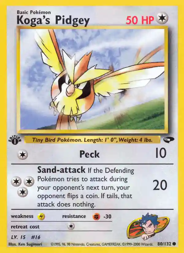 Koga's Pidgey 1st Edition (80) 2000 Pokemon Gym Challenge