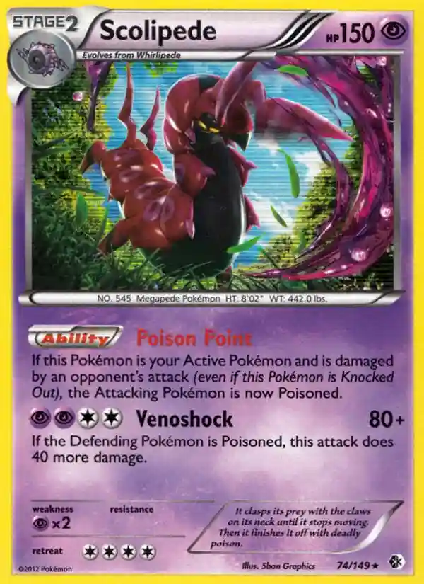 Scolipede-Holo (74) 2012 Pokemon Black & White Boundaries Crossed