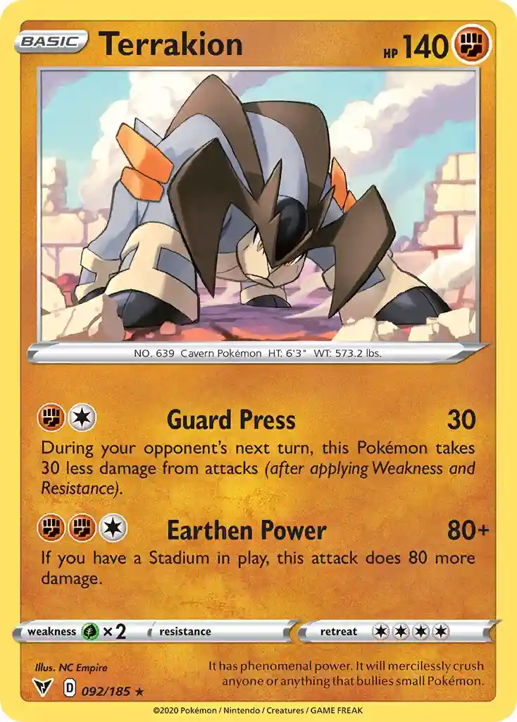Terrakion (092) 2020 Pokemon Sword & Shield Vivid Voltage