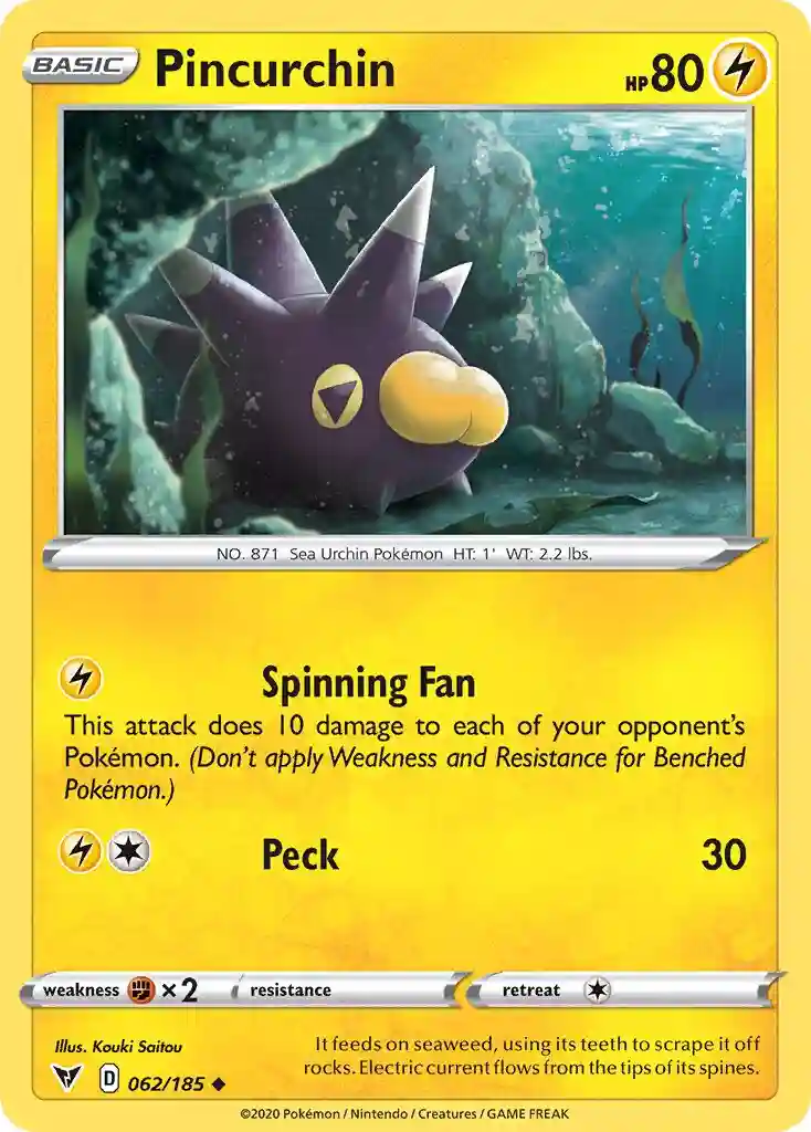 Pincurchin-Reverse Foil (062) 2020 Pokemon Sword & Shield Vivid Voltage