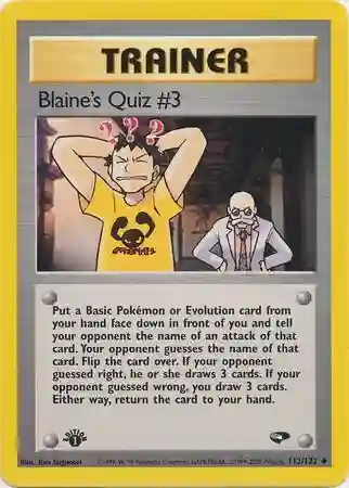 Blaine's Quiz #3 1st Edition (112) 2000 Pokemon Gym Challenge