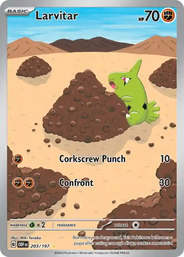 Larvitar Illustration Rare (203) 2023 Pokemon Obf EN-Obsidian Flames