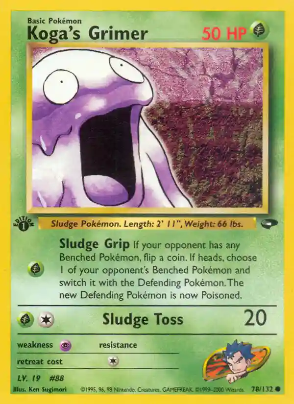 Koga's Grimer 1st Edition (78) 2000 Pokemon Gym Challenge