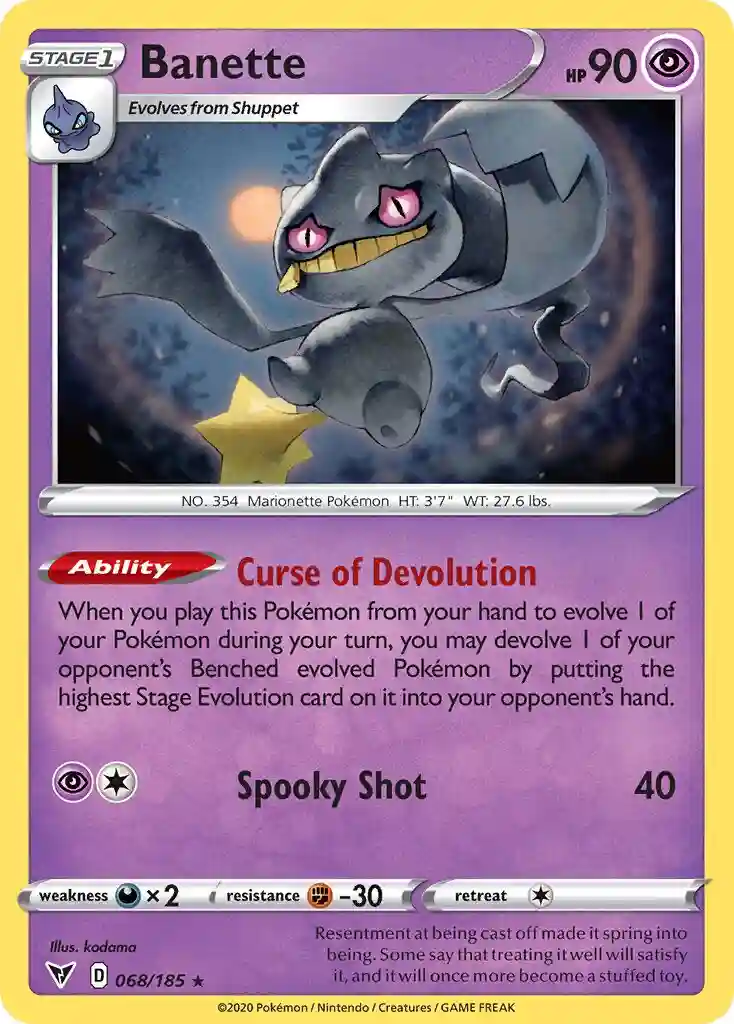 Banette-Reverse Foil (068) 2020 Pokemon Sword & Shield Vivid Voltage