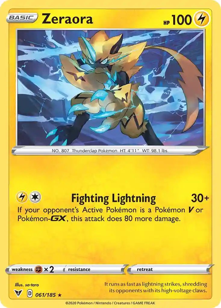 Zeraora-Reverse Foil (061) 2020 Pokemon Sword & Shield Vivid Voltage