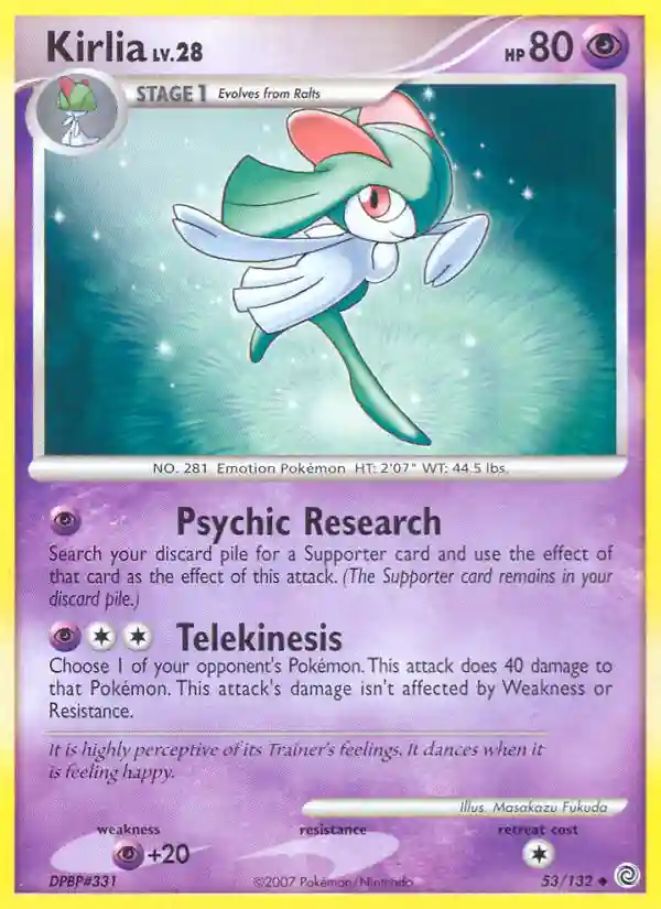 Kirlia-Reverse Foil (53) 2007 Pokemon Diamond & Pearl Secret Wonders