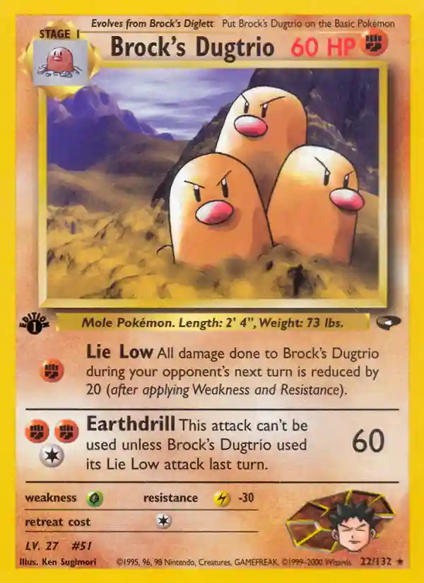 Brock's Dugtrio 1st Edition (22) 2000 Pokemon Gym Challenge