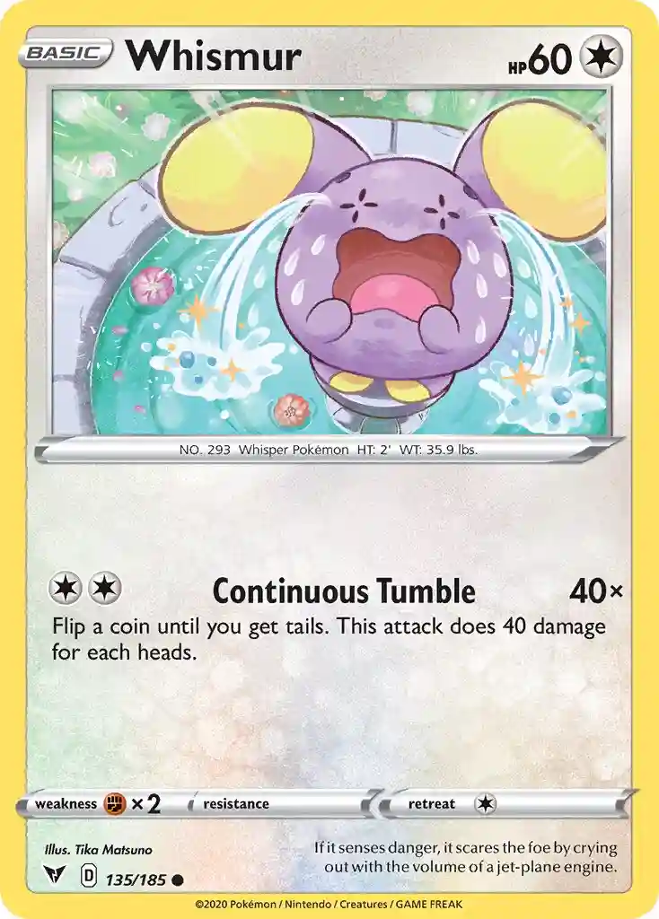 Whismur-Reverse Foil (135) 2020 Pokemon Sword & Shield Vivid Voltage