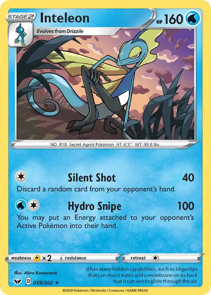 Inteleon-Reverse Foil (059) 2020 Pokemon Sword & Shield