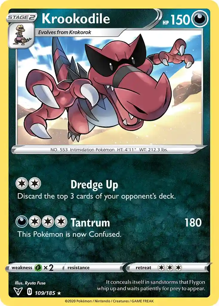 Krookodile-Reverse Foil (109) 2020 Pokemon Sword & Shield Vivid Voltage
