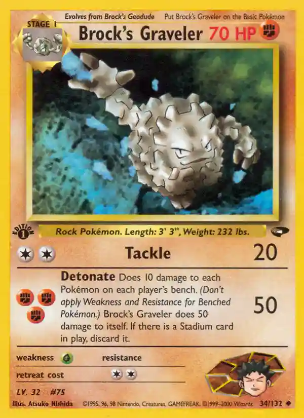 Brock's Graveler 1st Edition (34) 2000 Pokemon Gym Challenge