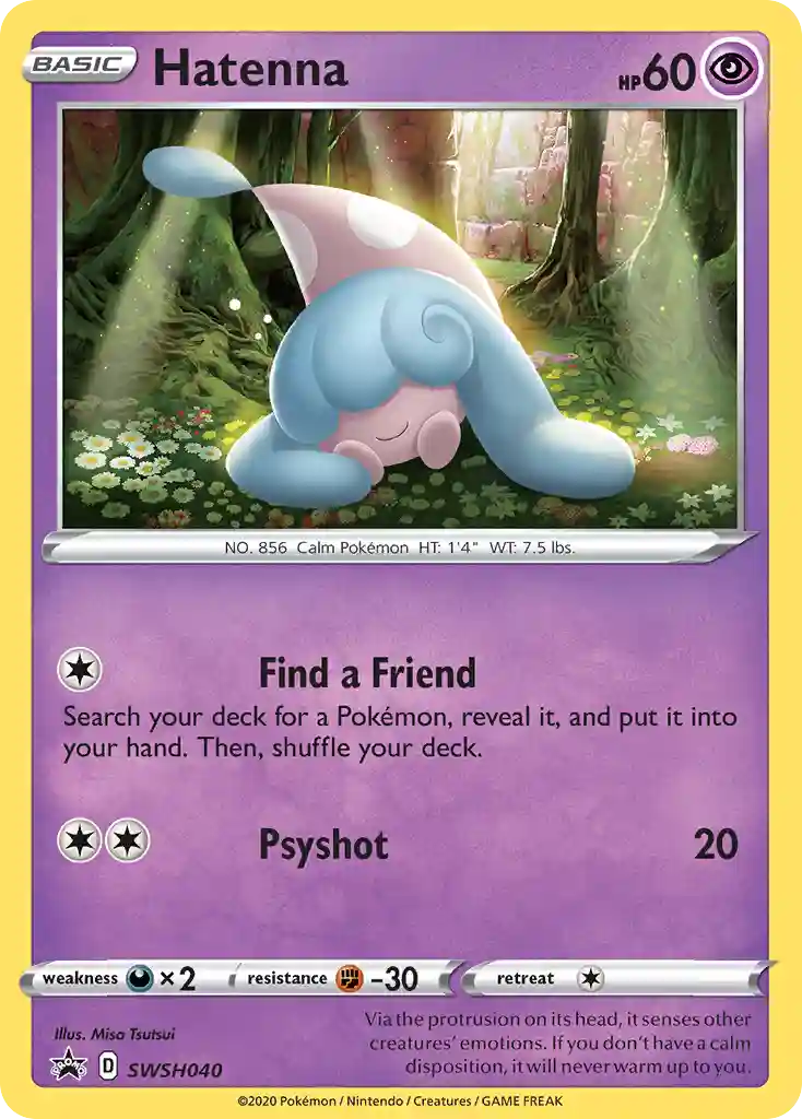 Hatenna-Holo Single Pack Blisters (040) 2020 Pokemon Swsh Black Star Promo
