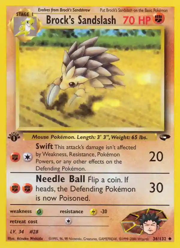 Brock's Sandslash 1st Edition (36) 2000 Pokemon Gym Challenge