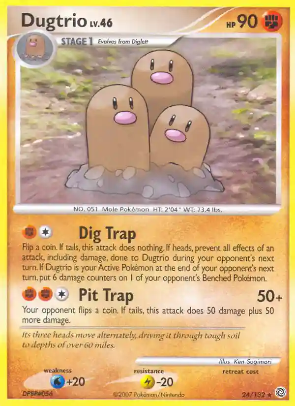 Dugtrio-Reverse Foil (24) 2007 Pokemon Diamond & Pearl Secret Wonders