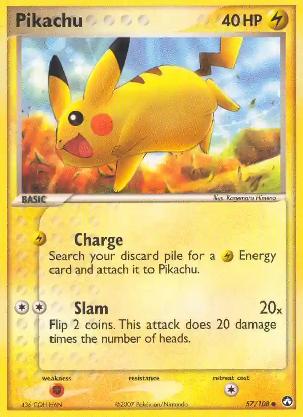 Pikachu-Reverse Foil (57) 2007 Pokemon EX Power Keepers