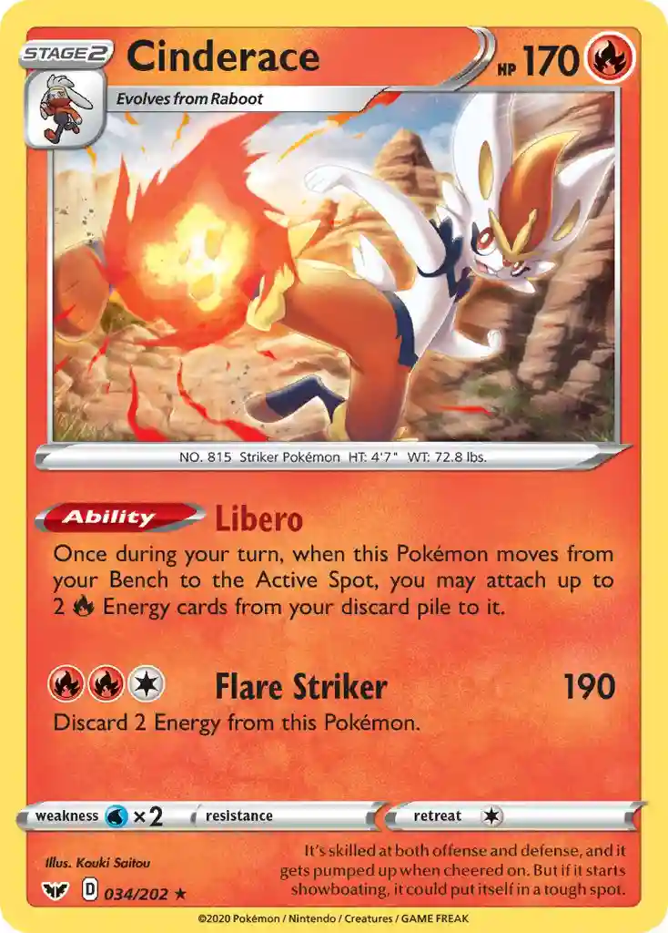 Cinderace-Holo (034) 2020 Pokemon Sword & Shield