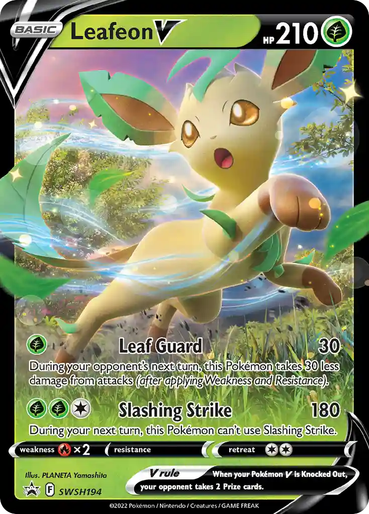 Leafeon V Leafeon Vstar Special Collection (194) 2022 Pokemon Swsh Black  Star Promo - Pokmon Card Data