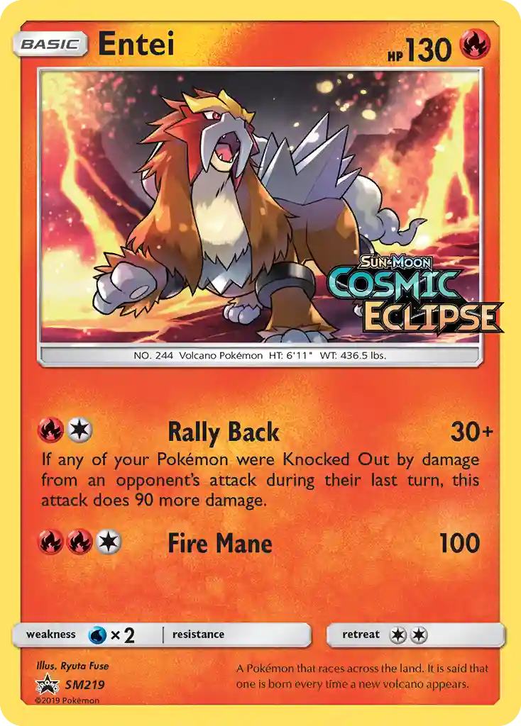 Entei-Holo Cosmic Eclipse Prerelease (SM219) 2019 Pokemon SM Black Star Promo