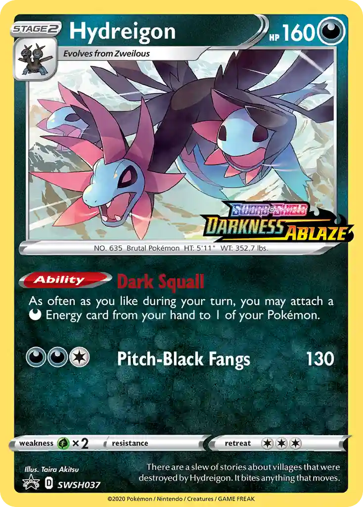 Hydreigon-Holo Prerelease (037) 2020 Pokemon Swsh Black Star Promo