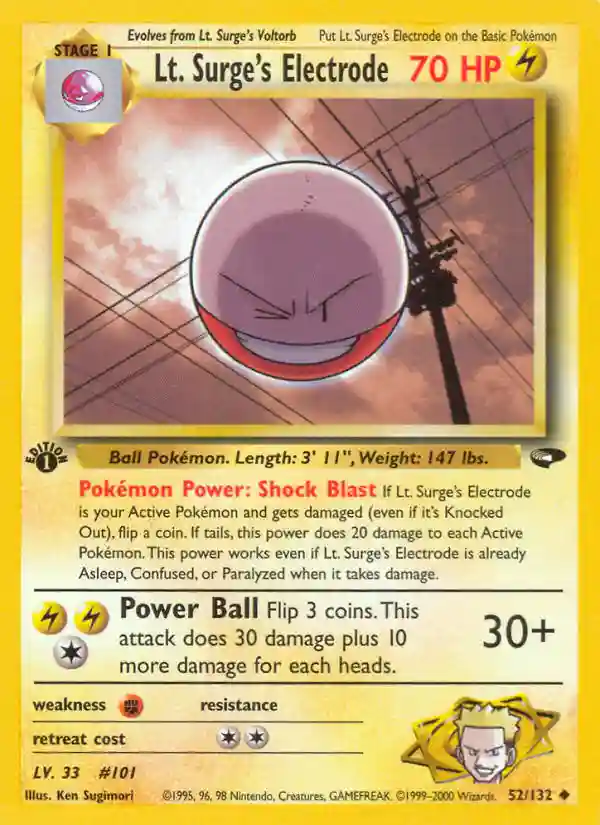 LT. Surge's Electrode 1st Edition (52) 2000 Pokemon Gym Challenge