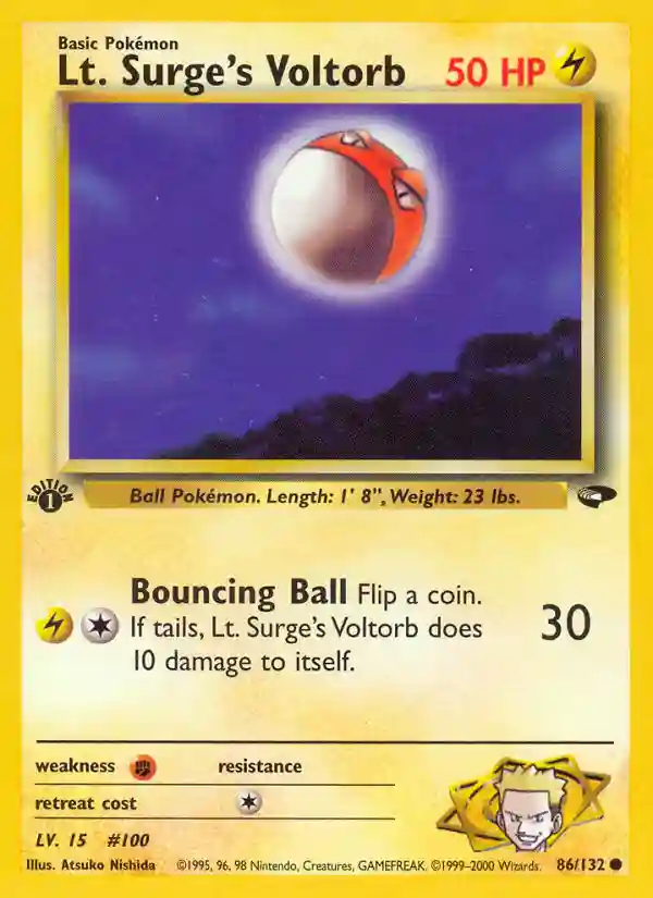 LT. Surge's Voltorb 1st Edition (86) 2000 Pokemon Gym Challenge